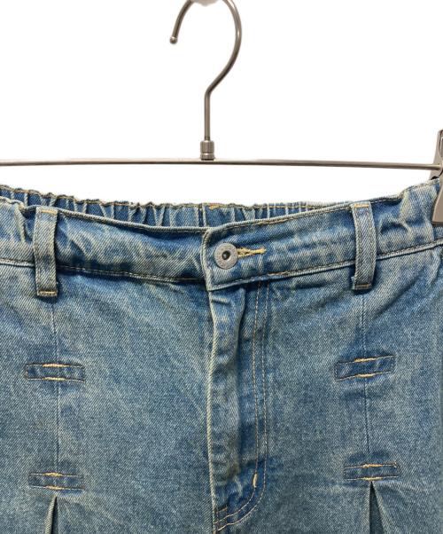 ANGLAN（アングラン）ANGLAN (アングラン) Unbalance Long Tuck Denim Balloon Pants インディゴ サイズ:FREEの古着・服飾アイテム