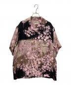 MAKANA LEIマカナレイ）の古着「花柄柄アロハシャツ」｜ピンク×ベージュ×ブラック
