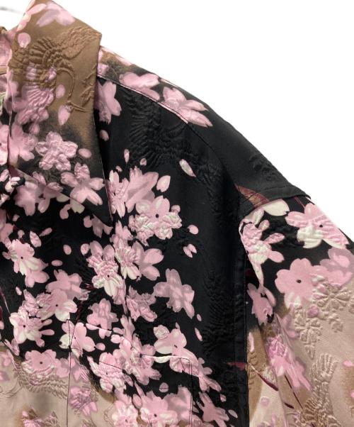 MAKANA LEI（マカナレイ）MAKANA LEI (マカナレイ) 花柄柄アロハシャツ ピンク×ベージュ×ブラック サイズ:Lの古着・服飾アイテム