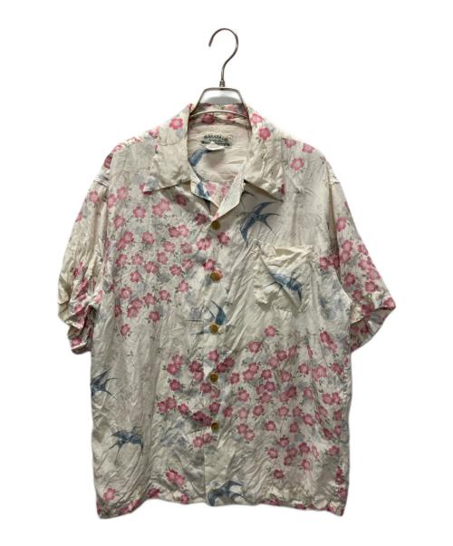 MAKANA LEI（マカナレイ）MAKANA LEI (マカナレイ) 花柄アロハシャツ ホワイト×ピンク サイズ:Lの古着・服飾アイテム