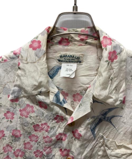 MAKANA LEI（マカナレイ）MAKANA LEI (マカナレイ) 花柄アロハシャツ ホワイト×ピンク サイズ:Lの古着・服飾アイテム