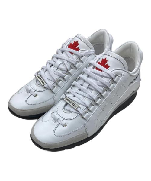 DSQUARED2（ディースクエアード）DSQUARED2 (ディースクエアード) Lace-Up Low Top Sneakers/ロゴ刺繍ローカットスニーカー ホワイト サイズ:40１/2の古着・服飾アイテム