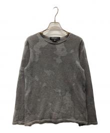 BLACK COMME des GARCONS（ブラックコムデギャルソン）の古着「ダメージ加工迷彩ニット」｜グレー