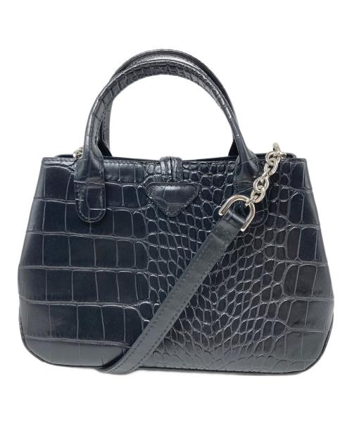 LONGCHAMP（ロンシャン）LONGCHAMP (ロンシャン) ロゾ/2WAY型押しハンドバッグ S ブラックの古着・服飾アイテム