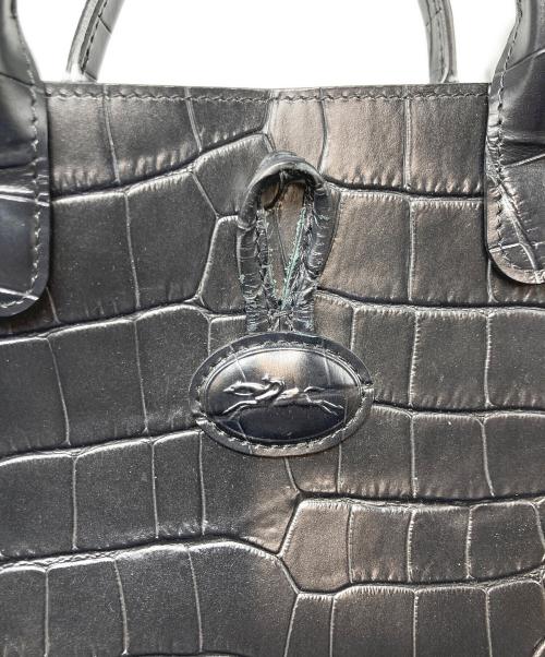 LONGCHAMP（ロンシャン）LONGCHAMP (ロンシャン) ロゾ/2WAY型押しハンドバッグ S ブラックの古着・服飾アイテム