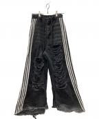 yori sportヨリ スポーツ）の古着「5 STRIPE DENIM/ダメージデニムパンツ」｜ブラック