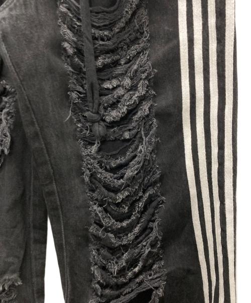 yori sport（ヨリ スポーツ）yori sport (ヨリ スポーツ) 5 STRIPE DENIM/ダメージデニムパンツ ブラック サイズ:28の古着・服飾アイテム