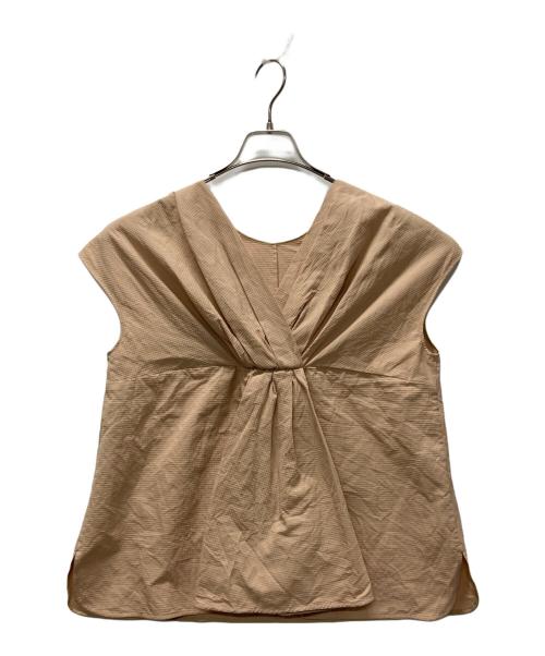 DRAWER（ドゥロワー）DRAWER (ドゥロワー) コットンバックギャザーノースリーブブラウス ベージュ サイズ:36の古着・服飾アイテム