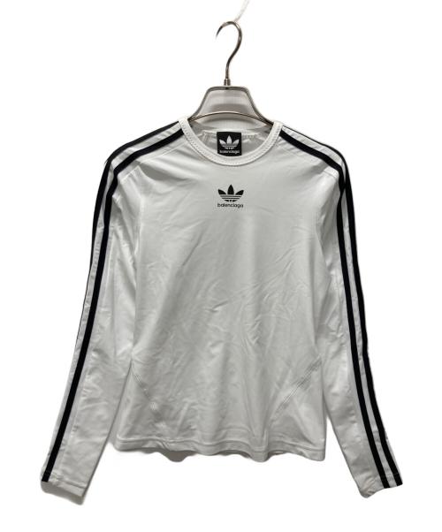 adidas（アディダス）adidas (アディダス) BALENCIAGA (バレンシアガ) ロングスリーブカットソー ホワイト×ブラック サイズ:Sの古着・服飾アイテム
