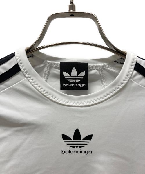 adidas（アディダス）adidas (アディダス) BALENCIAGA (バレンシアガ) ロングスリーブカットソー ホワイト×ブラック サイズ:Sの古着・服飾アイテム