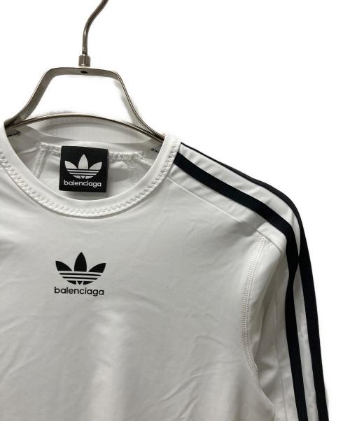adidas（アディダス）adidas (アディダス) BALENCIAGA (バレンシアガ) ロングスリーブカットソー ホワイト×ブラック サイズ:Sの古着・服飾アイテム