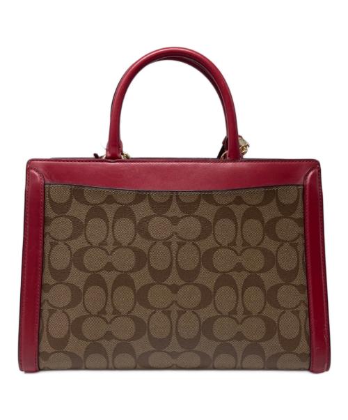 COACH（コーチ）COACH (コーチ) ゾーイ ギャラリー/シグネチャー2WAYバッグ ブラウン×レッドの古着・服飾アイテム