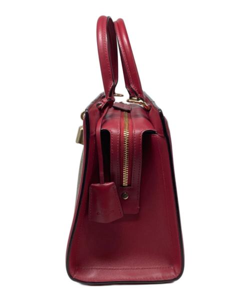 COACH（コーチ）COACH (コーチ) ゾーイ ギャラリー/シグネチャー2WAYバッグ ブラウン×レッドの古着・服飾アイテム