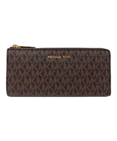MICHAEL KORS（マイケル・コース）MICHAEL KORS (マイケル・コース) ラウンドファスナー長財布 ブラウンの古着・服飾アイテム