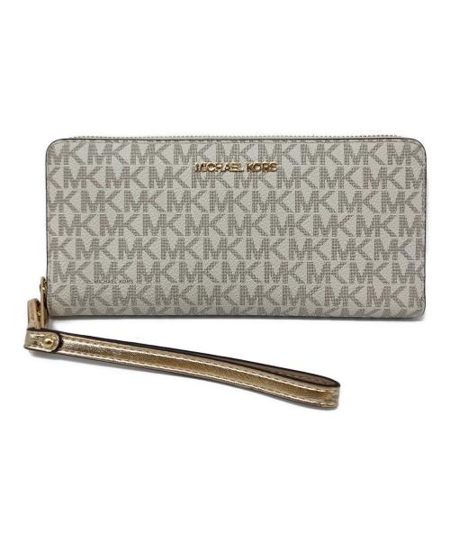 MICHAEL KORS（マイケル・コース）MICHAEL KORS (マイケル・コース) ラウンドファスナー長財布 ホワイトの古着・服飾アイテム