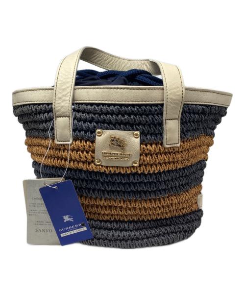BURBERRY BLUE LABEL（バーバリー ブルー レーベル）BURBERRY BLUE LABEL (バーバリー ブルー レーベル) カゴバッグ ベージュ×ネイビーの古着・服飾アイテム