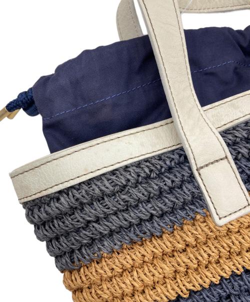 BURBERRY BLUE LABEL（バーバリー ブルー レーベル）BURBERRY BLUE LABEL (バーバリー ブルー レーベル) カゴバッグ ベージュ×ネイビーの古着・服飾アイテム