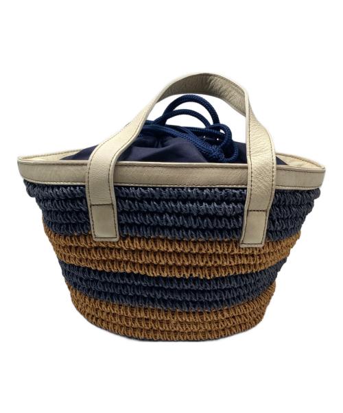 BURBERRY BLUE LABEL（バーバリー ブルー レーベル）BURBERRY BLUE LABEL (バーバリー ブルー レーベル) カゴバッグ ベージュ×ネイビーの古着・服飾アイテム