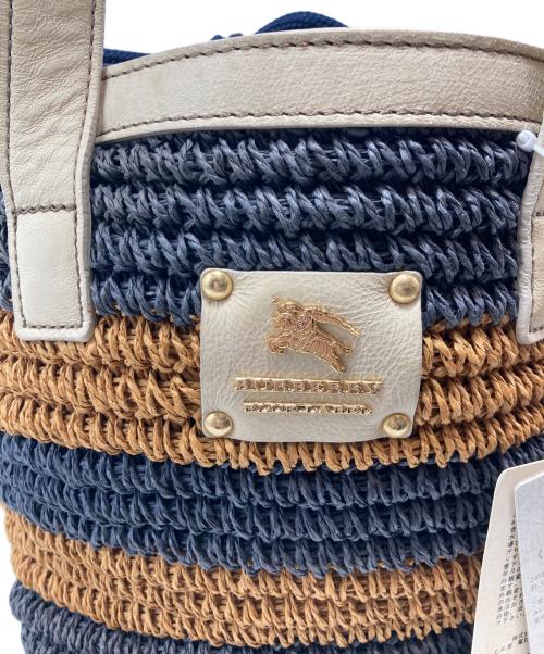 BURBERRY BLUE LABEL（バーバリー ブルー レーベル）BURBERRY BLUE LABEL (バーバリー ブルー レーベル) カゴバッグ ベージュ×ネイビーの古着・服飾アイテム