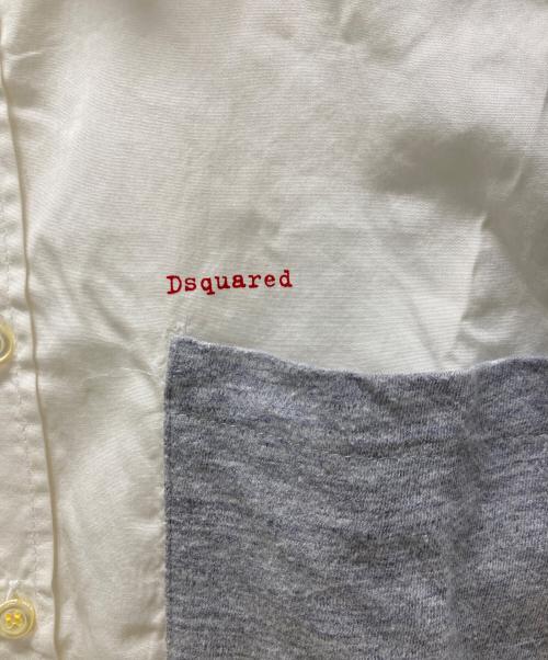 DSQUARED2（ディースクエアード）DSQUARED2 (ディースクエアード) トロンプルイユドッキングシャツ ホワイト×ネイビー サイズ:50の古着・服飾アイテム