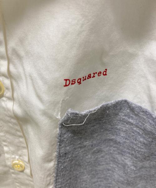 DSQUARED2（ディースクエアード）DSQUARED2 (ディースクエアード) トロンプルイユドッキングシャツ ホワイト×ネイビー サイズ:50の古着・服飾アイテム