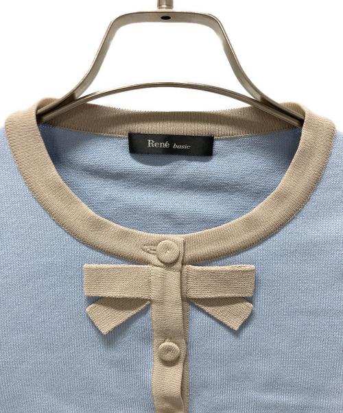 Rene basic（ルネベーシック）Rene basic (ルネベーシック) リボンカーディガン スカイブルー サイズ:34の古着・服飾アイテム