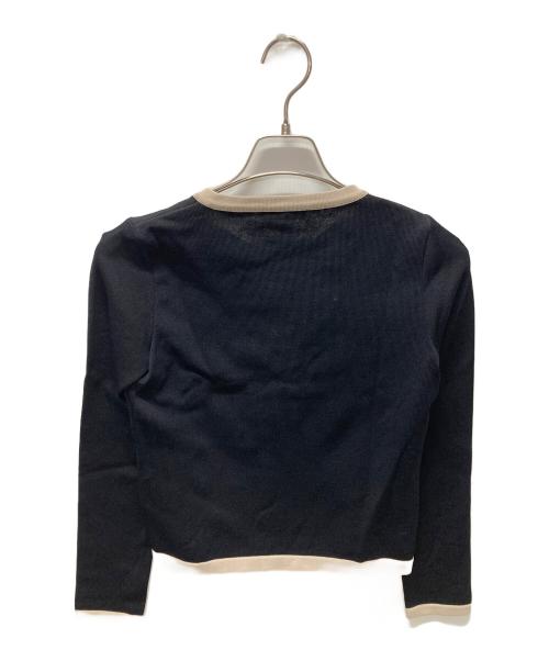 Rene basic（ルネベーシック）Rene basic (ルネベーシック) リボンカーディガン ブラック×ベージュ サイズ:34の古着・服飾アイテム
