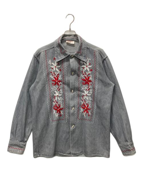 BORDADOS AZTECA（ボルダドス アステカ）BORDADOS AZTECA (ボルダドス アステカ) 70‘sデニムシャツ グレー サイズ:XLの古着・服飾アイテム