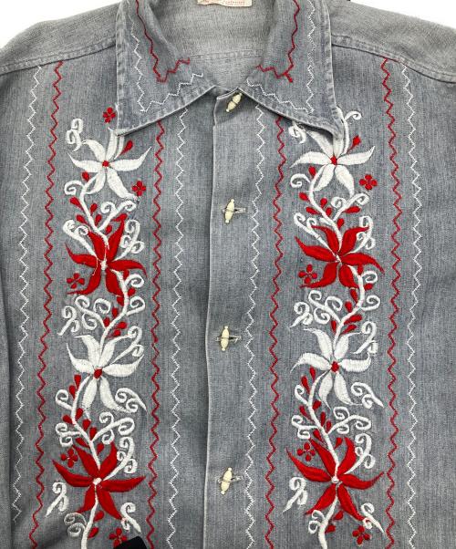 BORDADOS AZTECA（ボルダドス アステカ）BORDADOS AZTECA (ボルダドス アステカ) 70‘sデニムシャツ グレー サイズ:XLの古着・服飾アイテム