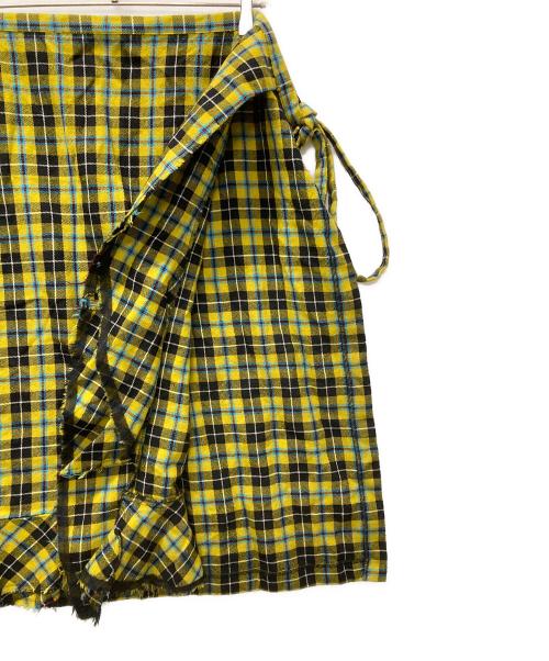 robe de chambre（ローブドシャンブル）robe de chambre (ローブドシャンブル) チェックラップスカート イエロー サイズ:FREEの古着・服飾アイテム