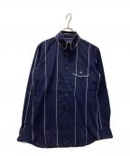 Vivienne Westwood manヴィヴィアンウエストウッドマン）の古着「オーブ刺繍ストライプシャツ」｜ネイビー