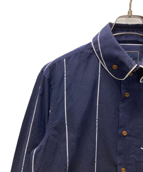 Vivienne Westwood man（ヴィヴィアンウエストウッドマン）Vivienne Westwood man (ヴィヴィアン ウェストウッド マン) オーブ刺繍ストライプシャツ ネイビー サイズ:2の古着・服飾アイテム
