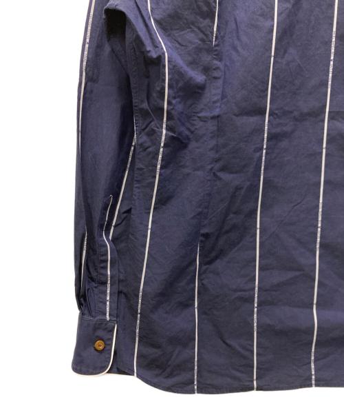 Vivienne Westwood man（ヴィヴィアンウエストウッドマン）Vivienne Westwood man (ヴィヴィアン ウェストウッド マン) オーブ刺繍ストライプシャツ ネイビー サイズ:2の古着・服飾アイテム