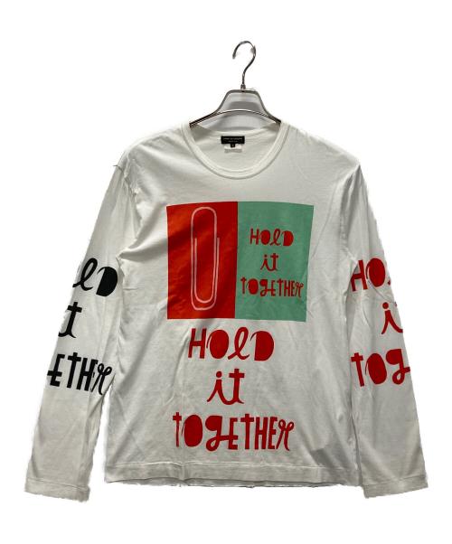 COMME des GARCONS HOMME PLUS（コムデギャルソンオムプリュス）COMME des GARCONS HOMME PLUS (コムデギャルソンオムプリュス) プリントロングスリーブカットソー ホワイト サイズ:Mの古着・服飾アイテム