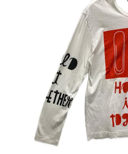 COMME des GARCONS HOMME PLUS（コムデギャルソンオムプリュス）COMME des GARCONS HOMME PLUS (コムデギャルソンオムプリュス) プリントロングスリーブカットソー ホワイト サイズ:Mの古着・服飾アイテム