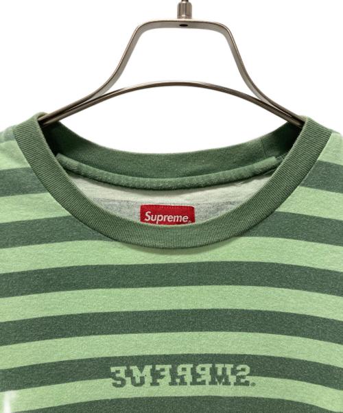 SUPREME（シュプリーム）SUPREME (シュプリーム) Reverse Stripe S/S Top/ボーダーTシャツ 黄緑 サイズ:Mの古着・服飾アイテム