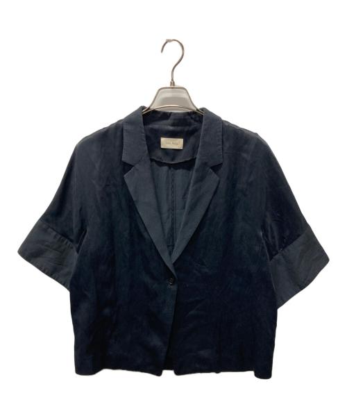DES PRES（デ プレ）DES PRES (デ プレ) ソフトサテン ハーフスリーブジャケット ブラック サイズ:Fの古着・服飾アイテム