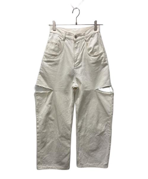 Maison Margiela（メゾンマルジェラ）Maison Margiela (メゾンマルジェラ) スラッシュディテールカットオフデニムパンツ ホワイト サイズ:36の古着・服飾アイテム