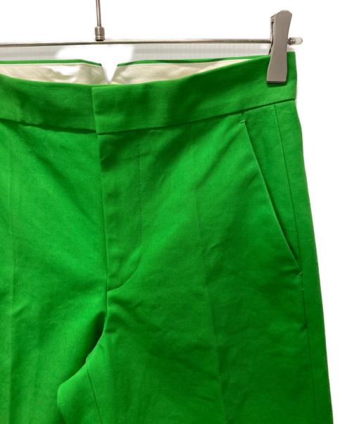DRAWER（ドゥロワー）Drawer (ドゥロワー) コットンギャバ バックベルト パンツ 黄緑 サイズ:36の古着・服飾アイテム