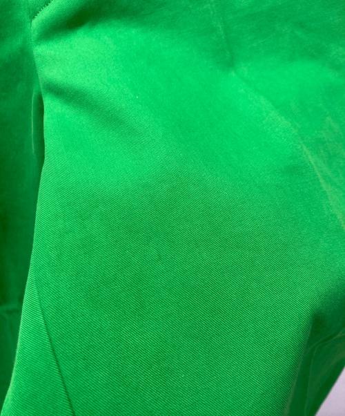DRAWER（ドゥロワー）Drawer (ドゥロワー) コットンギャバ バックベルト パンツ 黄緑 サイズ:36の古着・服飾アイテム