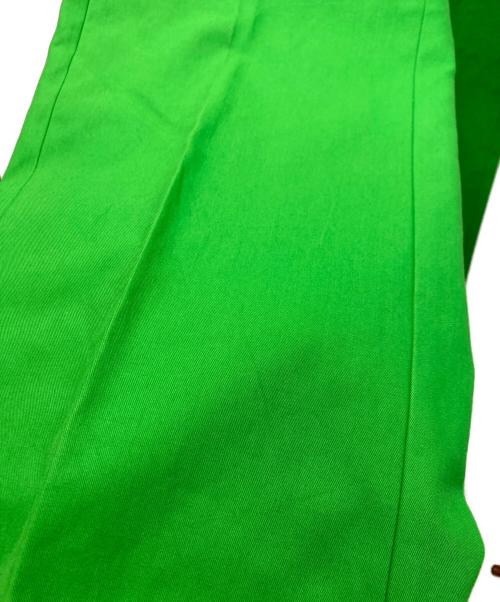 DRAWER（ドゥロワー）Drawer (ドゥロワー) コットンギャバ バックベルト パンツ 黄緑 サイズ:36の古着・服飾アイテム