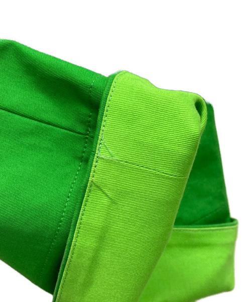 DRAWER（ドゥロワー）Drawer (ドゥロワー) コットンギャバ バックベルト パンツ 黄緑 サイズ:36の古着・服飾アイテム