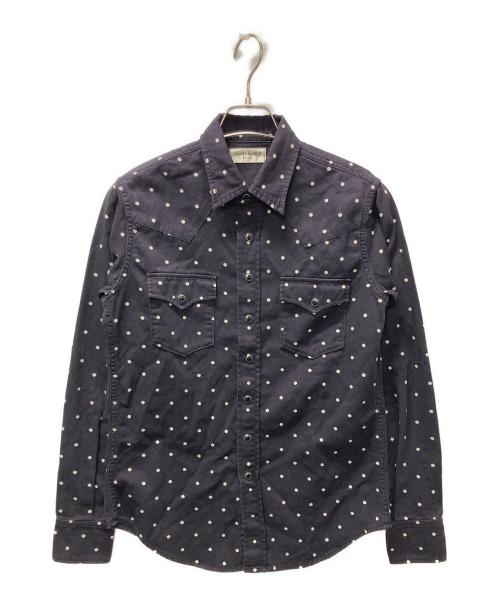 Saint Laurent Paris（サンローランパリ）Saint Laurent Paris (サンローランパリ) ドットウエスタンシャツ ネイビー サイズ:XSの古着・服飾アイテム