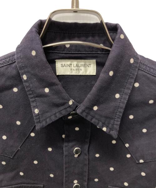 Saint Laurent Paris（サンローランパリ）Saint Laurent Paris (サンローランパリ) ドットウエスタンシャツ ネイビー サイズ:XSの古着・服飾アイテム