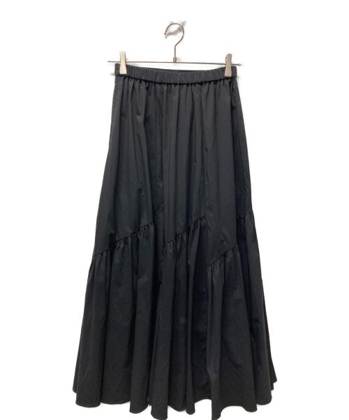 allureville（アルアバイル）allureville (アルアバイル) バイヤス切替ギャザースカート ブラック サイズ:Sの古着・服飾アイテム