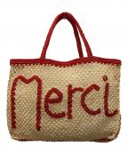the jacksonsジャクソンズ）の古着「Merci トートバッグ」｜ベージュ×レッド