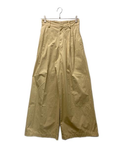 BRILL（ブリル）BRILL (ブリル) コットンタックワイドパンツ イエロー サイズ:36の古着・服飾アイテム