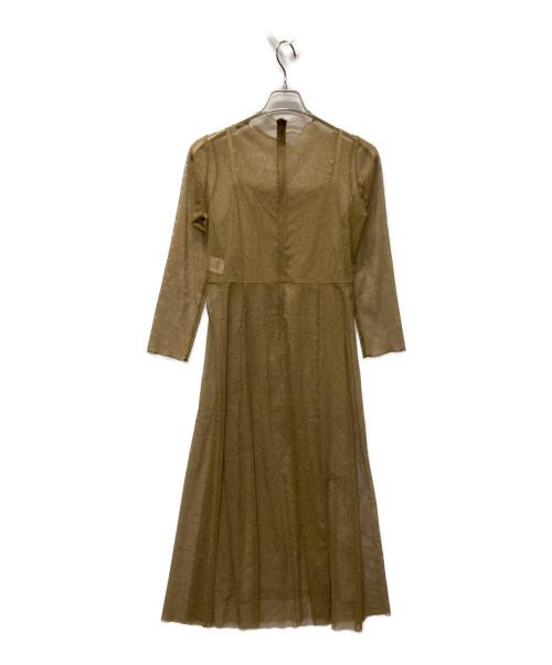 Kaene（カエン）Kaene (カエン) ラメチュールメロウワンピース ブラウン×ゴールド サイズ:38の古着・服飾アイテム