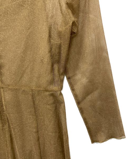 Kaene（カエン）Kaene (カエン) ラメチュールメロウワンピース ブラウン×ゴールド サイズ:38の古着・服飾アイテム