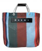 MARNIマルニ）の古着「フラワーカフェ トートバッグ」｜スカイブルー×レッド